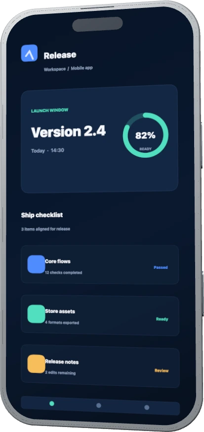 Illustrative demo of an app screenshot presented inside a three-dimensional phone scene