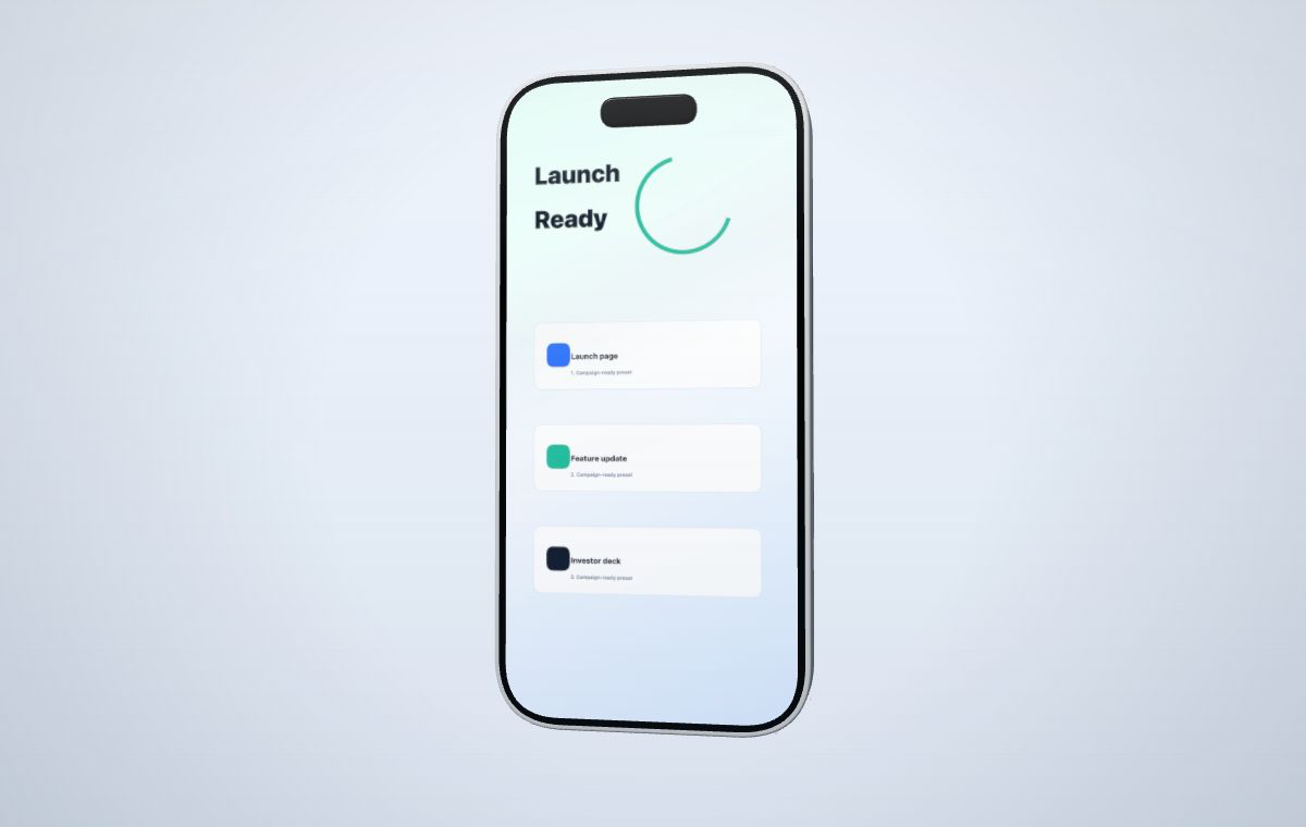 Illustrative demo of a product screenshot fitted to a three-dimensional phone screen